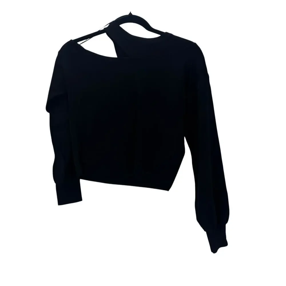 ASTR the Label Shoulder Cutout Sweater Knitted Long Sleeves Black Size XS NWT